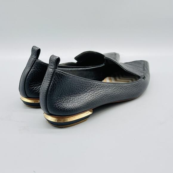 Nicholas Kirkwood Shoes Womens 5.5 Black Leather Loafer Beya Pointed Toe Gold - Picture 9 of 13